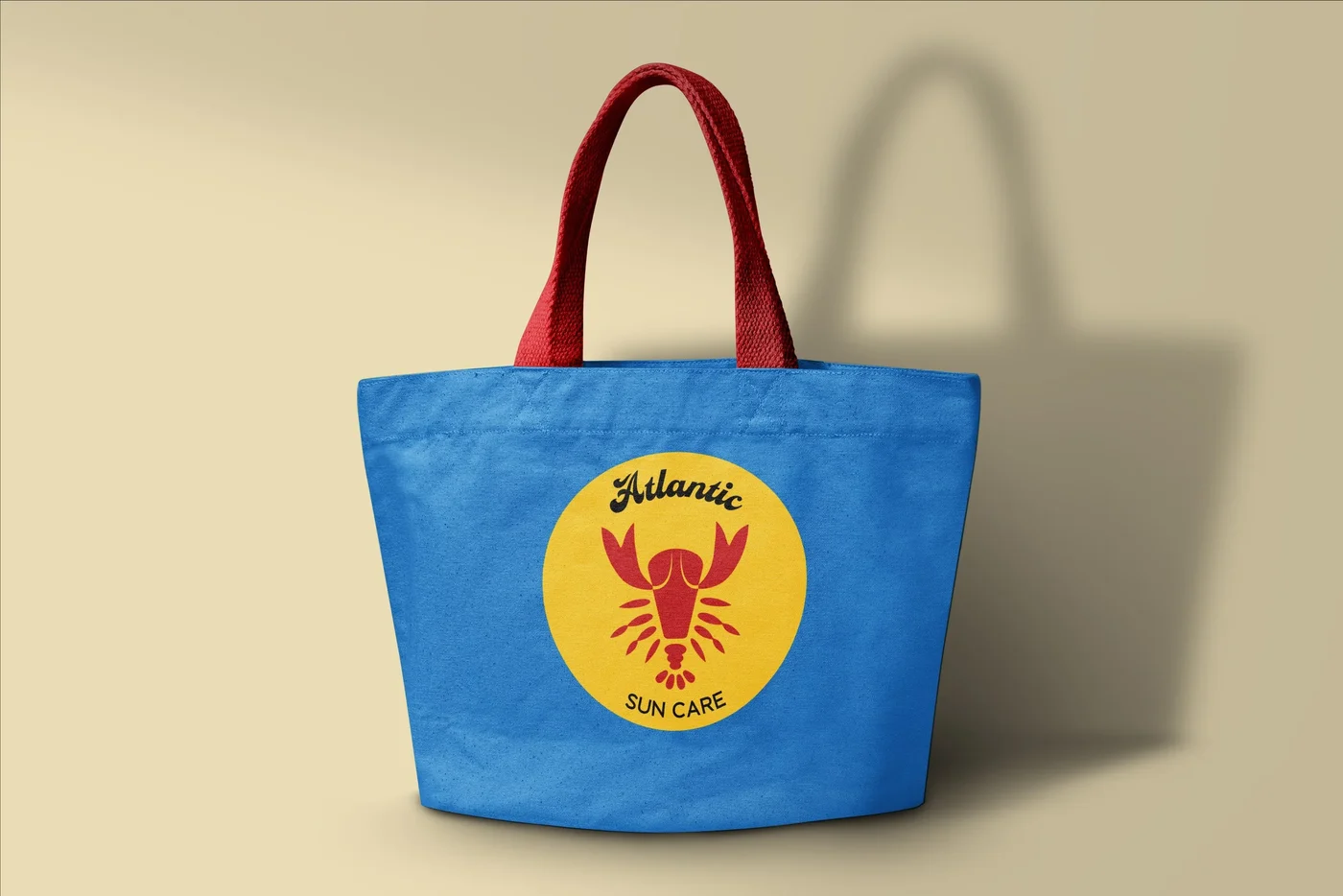 The logo on a beach tote