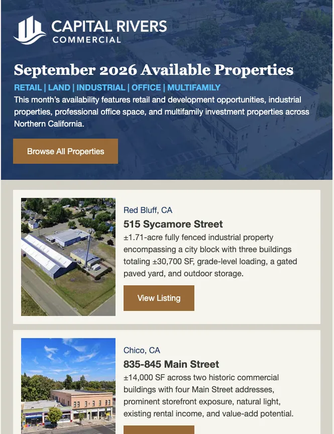 September 2026 Available Properties email