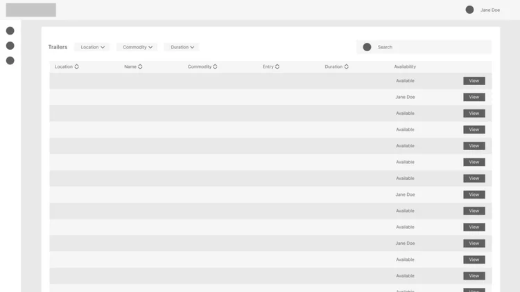Dispatcher trailer list with availability